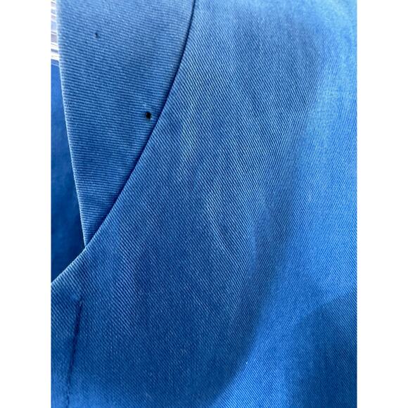 Tory Burch Blue Cotton Poplin V-Neck Pleated Long Sleeve Maxi Shirt Dress Size 6 - Picture 4 of 13